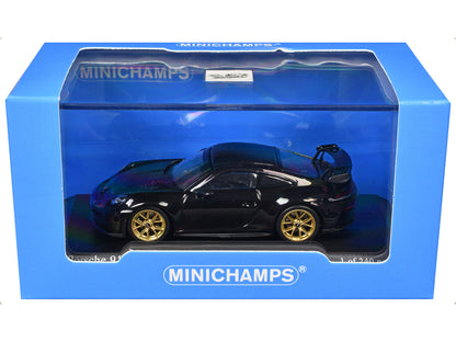 2025 Porsche 911 (992.2) GT3 Weissach Package Black with Carbon Stripe Limited Edition to 240 pieces Worldwide 1/64 Diecast Model Car