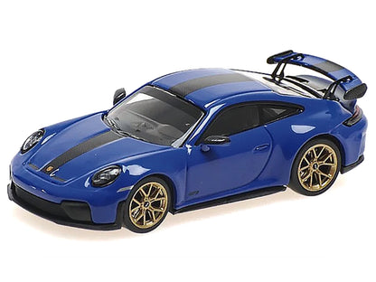 2025 Porsche 911 (992.2) GT3 Weissach Package Blue with Carbon Stripe Limited Edition to 240 pieces Worldwide 1/64 Diecast Model Car