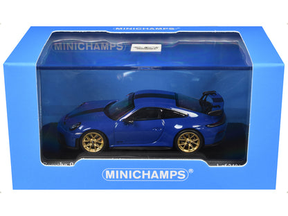 2025 Porsche 911 (992.2) GT3 Weissach Package Blue with Carbon Stripe Limited Edition to 240 pieces Worldwide 1/64 Diecast Model Car
