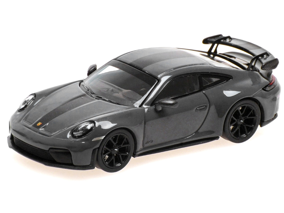 2025 Porsche 911 (992.2) GT3 Weissach Package Gray with Carbon Stripe Limited Edition to 240 pieces Worldwide 1/64 Diecast Model Car