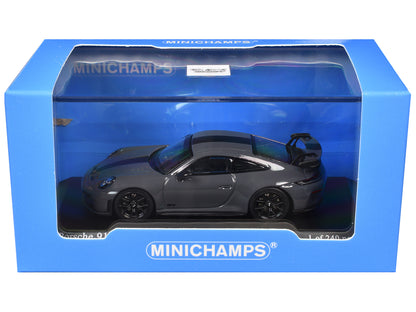 2025 Porsche 911 (992.2) GT3 Weissach Package Gray with Carbon Stripe Limited Edition to 240 pieces Worldwide 1/64 Diecast Model Car