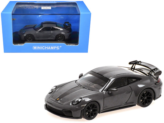 2025 Porsche 911 (992.2) GT3 Weissach Package Gray with Carbon Stripe Limited Edition to 240 pieces Worldwide 1/64 Diecast Model Car