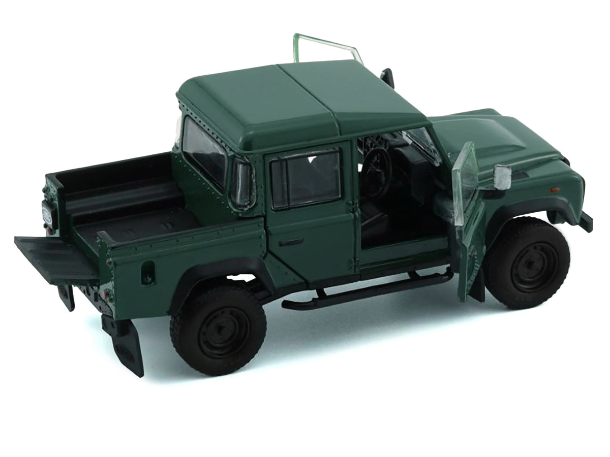 Land Rover Defender 110 Pickup Truck Green with Extra Wheels 1/64 Diecast Model Car
