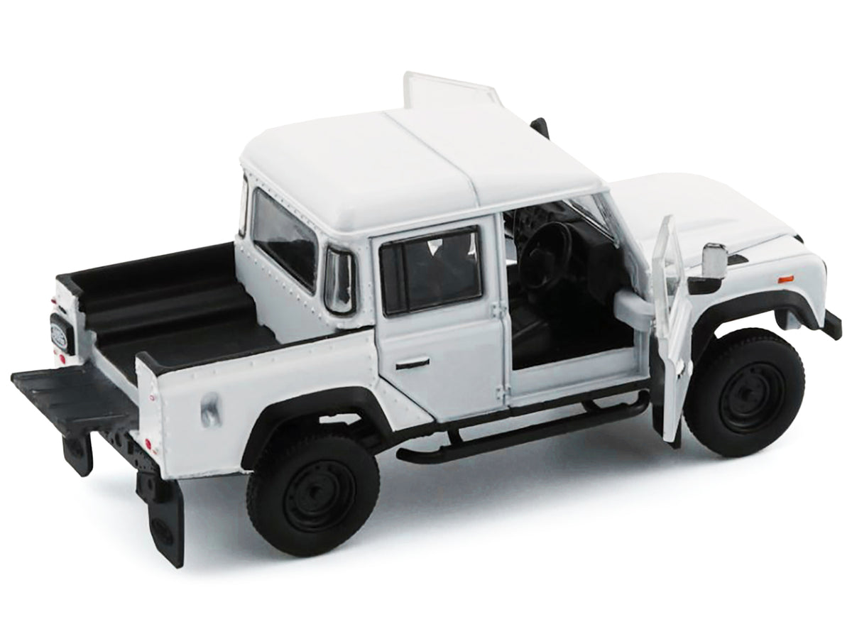 Land Rover Defender 110 Pickup Truck White with Extra Wheels 1/64 Diecast Model Car