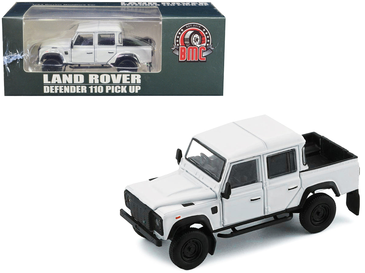Land Rover Defender 110 Pickup Truck White with Extra Wheels 1/64 Diecast Model Car