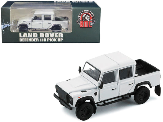 Land Rover Defender 110 Pickup Truck White with Extra Wheels 1/64 Diecast Model Car