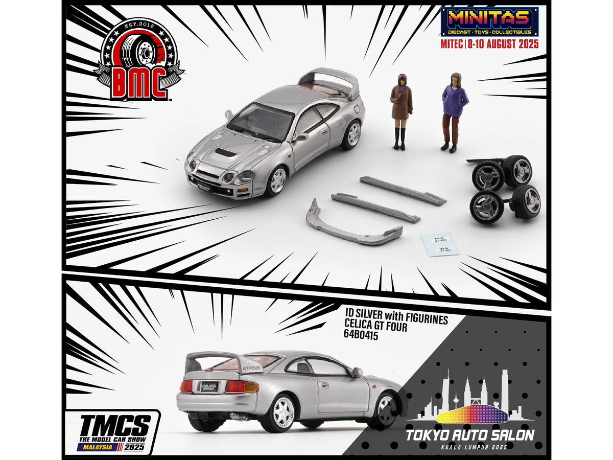 Toyota Celica GT-Four RHD (Right Hand Drive) ID Silver Metallic with 2 Figures and Accessories 1/64 Diecast Model Car