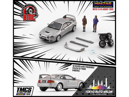 Toyota Celica GT-Four RHD (Right Hand Drive) ID Silver Metallic with 2 Figures and Accessories 1/64 Diecast Model Car