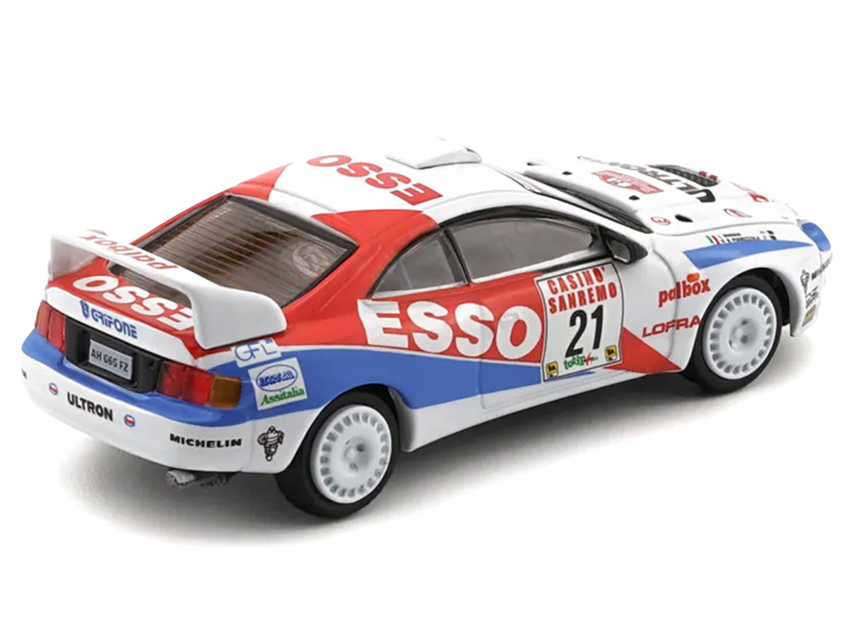 Toyota Celica GT-Four #21 Gilberto Pianezzola - Loris Roggia "Rallye Sanremo - Rallye d'Italia" (1996) with Extra Wheels 1/64 Diecast Model Car