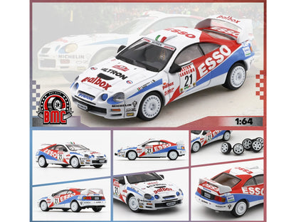 Toyota Celica GT-Four #21 Gilberto Pianezzola - Loris Roggia "Rallye Sanremo - Rallye d'Italia" (1996) with Extra Wheels 1/64 Diecast Model Car