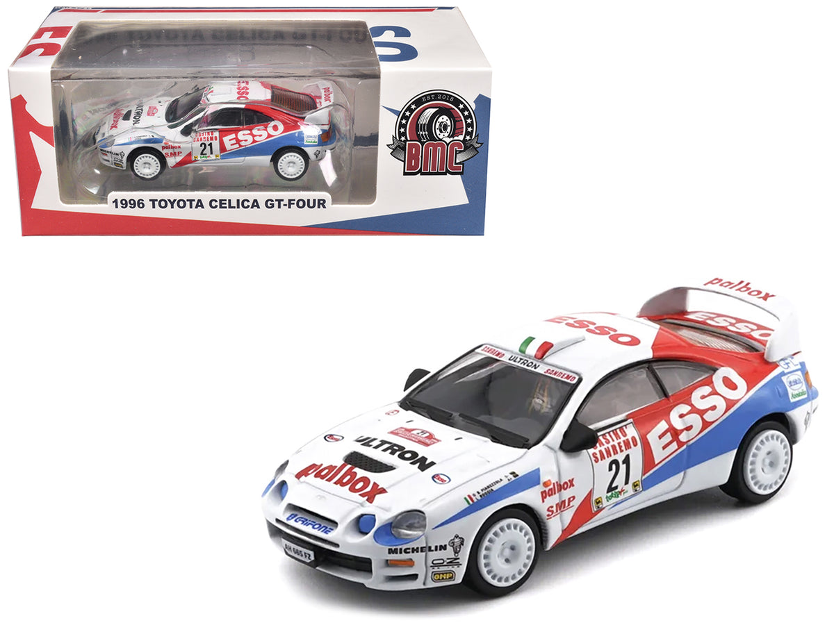 Toyota Celica GT-Four #21 Gilberto Pianezzola - Loris Roggia "Rallye Sanremo - Rallye d'Italia" (1996) with Extra Wheels 1/64 Diecast Model Car