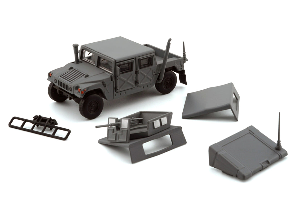 HUMVEE 4-CT Military Vehicle Matt Gray with Alternative Tops 1/64 Diecast Model Car