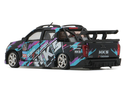 Isuzu D-Max Lowrider Pickup Truck RHD (Right Hand Drive) "HKS" Black with Graphics "Thailand Diecast Expo 2025" 1/64 Diecast Model Car
