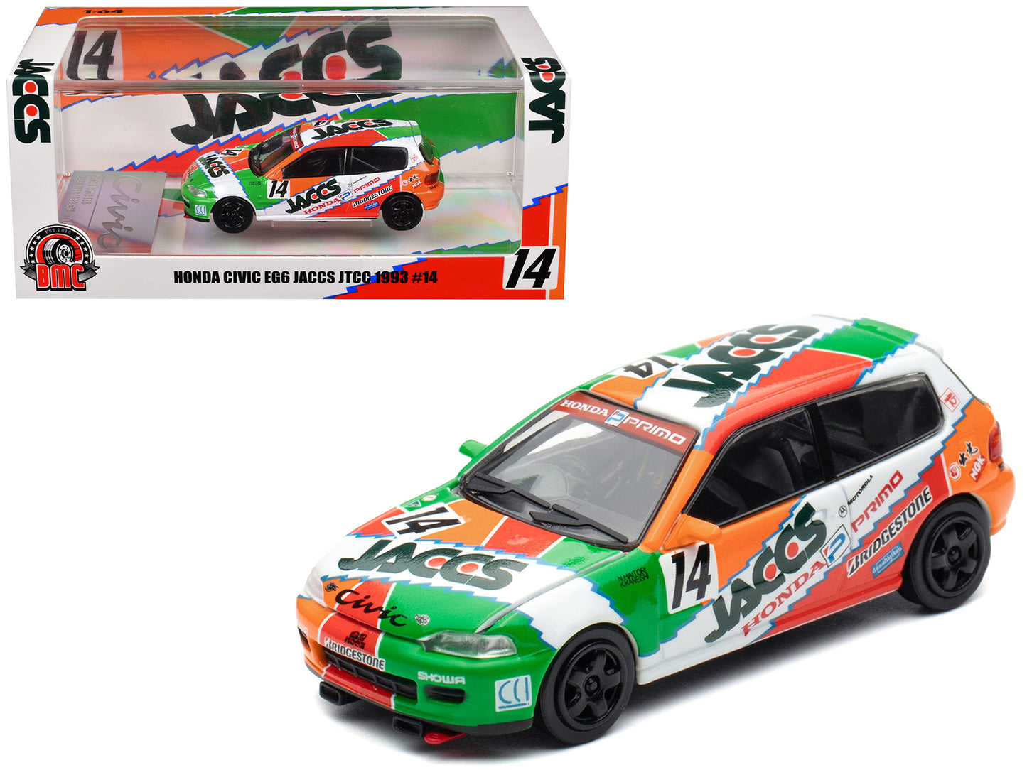 Honda Civic EG6 RHD (Right Hand Drive) #14 JACCS "Japanese Touring Car Championship" (1993) 1/64 Diecast Model Car
