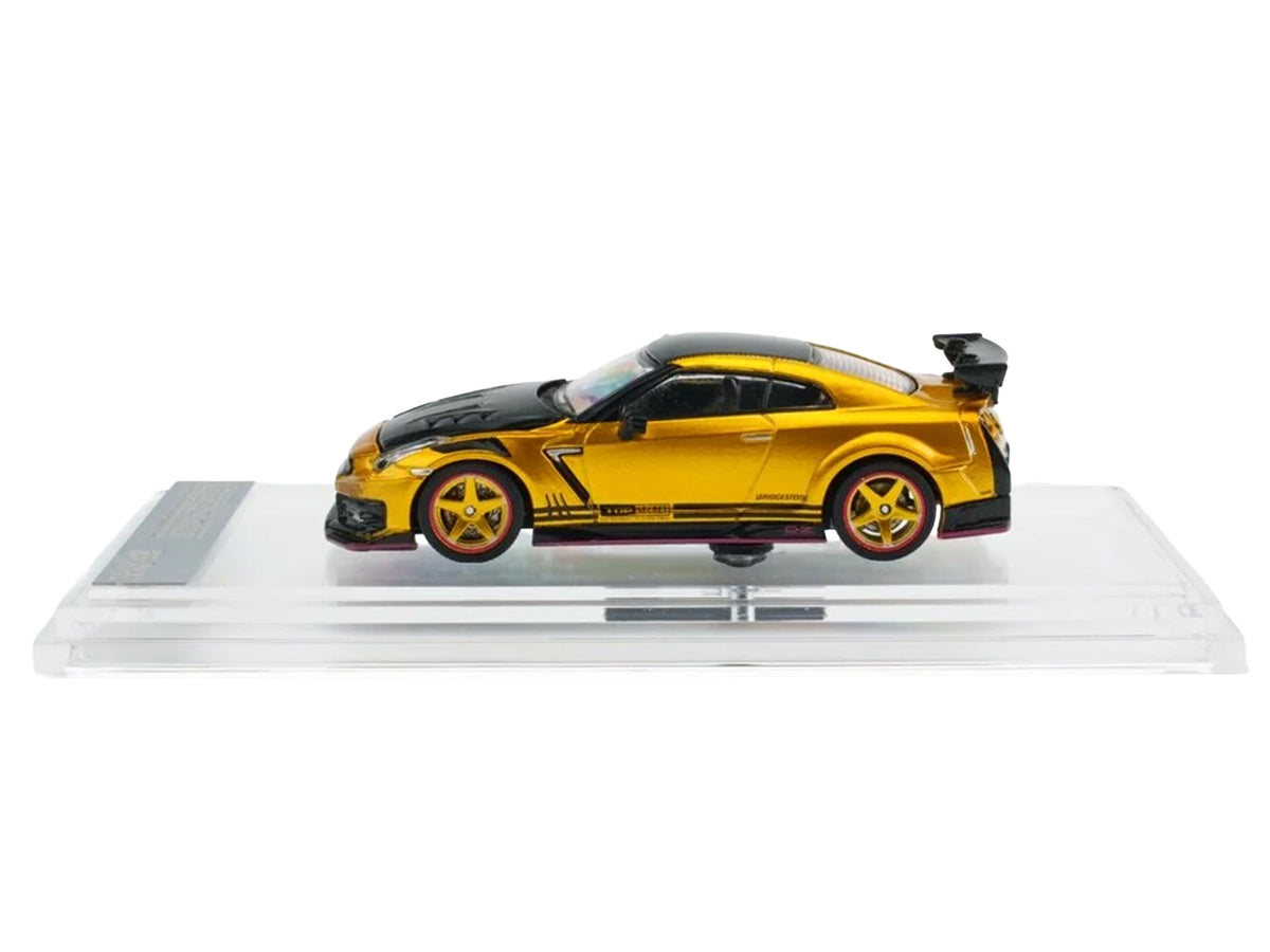 Nissan "Top Secret" GT-R (R35) RHD (Right Hand Drive) Gold Metallic with Carbon Hood and Top "Tokyo Auto Salon 2026" 1/64 Diecast Model Car