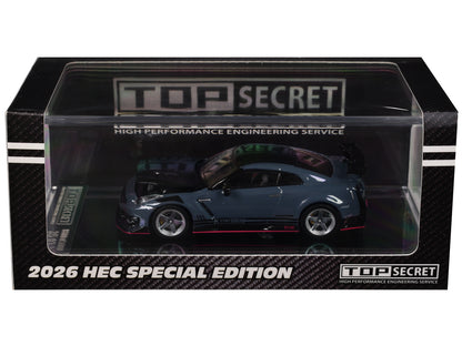 Nissan "Top Secret" GT-R (R35) RHD (Right Hand Drive) Stealth Gray with Carbon Hood and Top "Hobby Expo China 2026" 1/64 Diecast Model Car