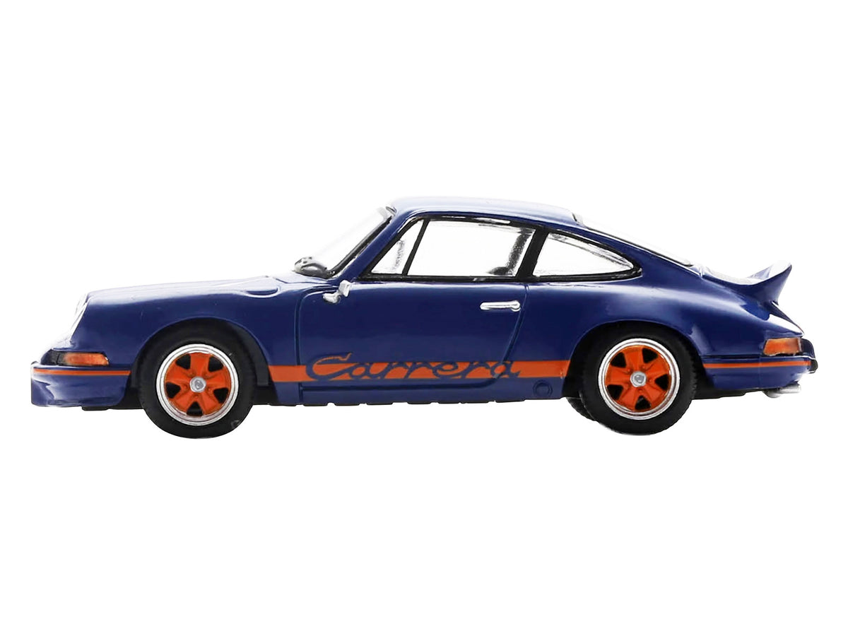 1973 Porsche 911 RS 2.7 Blue with Orange Stripes 1/64 Model Car