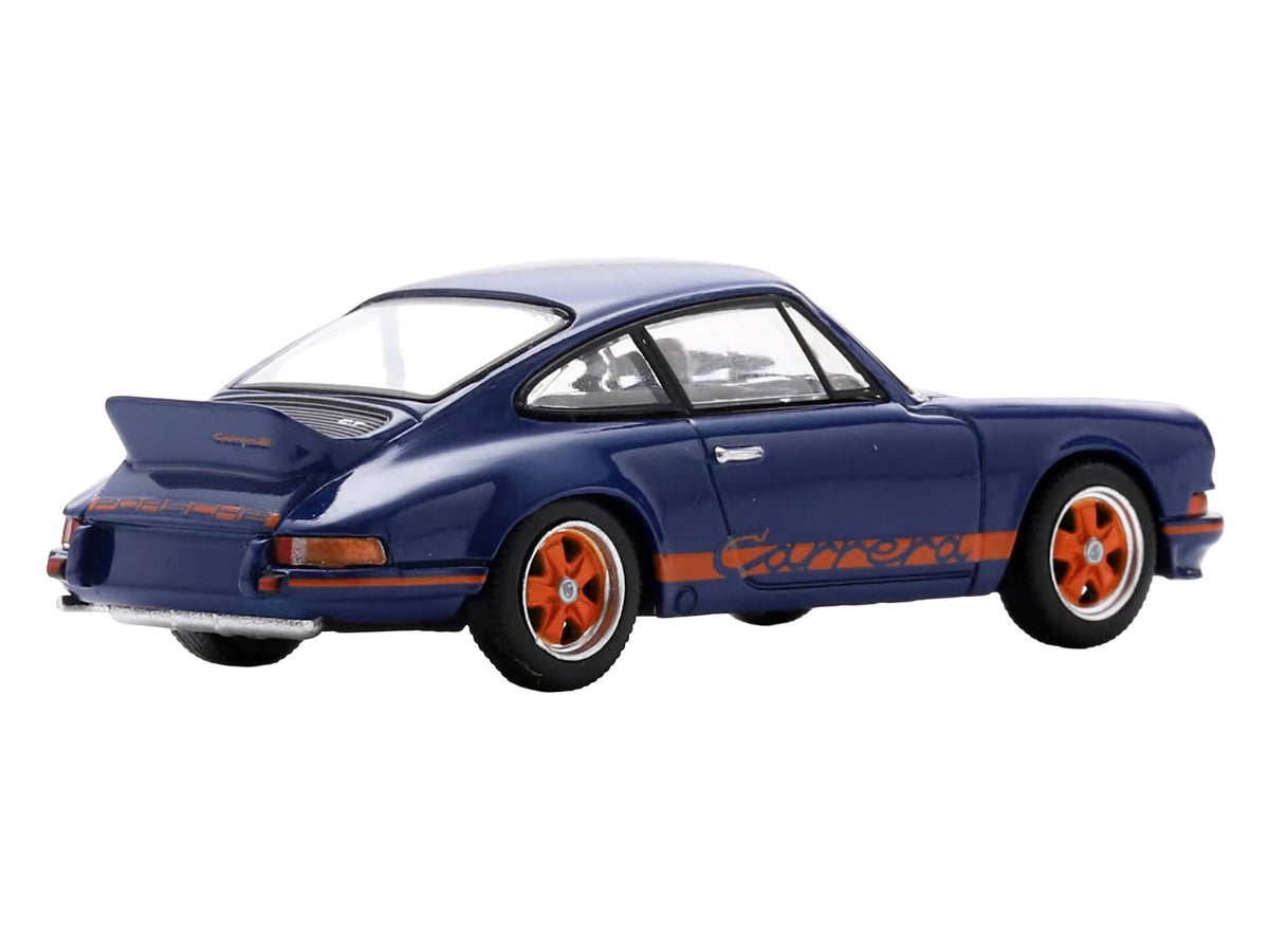 1973 Porsche 911 RS 2.7 Blue with Orange Stripes 1/64 Model Car