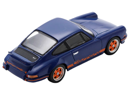 1973 Porsche 911 RS 2.7 Blue with Orange Stripes 1/64 Model Car