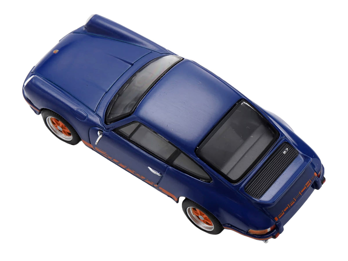 1973 Porsche 911 RS 2.7 Blue with Orange Stripes 1/64 Model Car