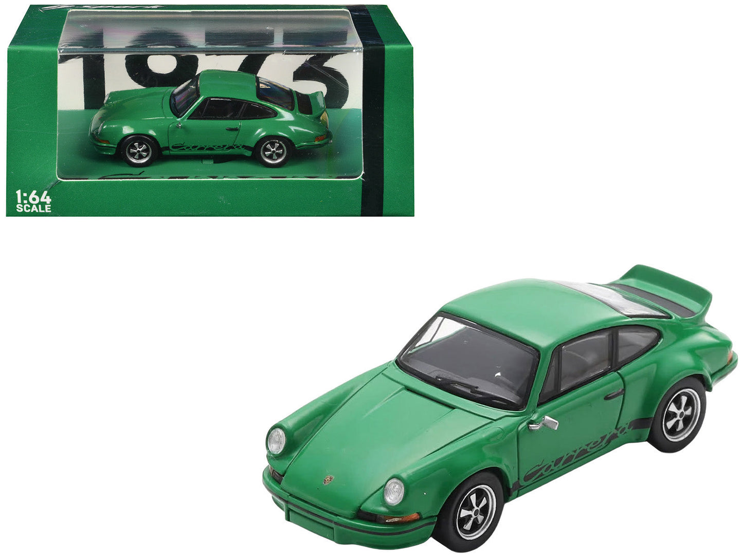 1973 Porsche 911 Carrera RSR 2.8 Green with Black Stripes 1/64 Model Car