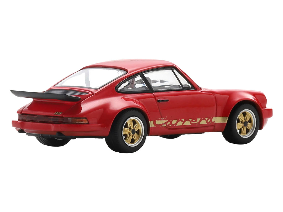 1974 Porsche 911 Carrera RS 3.0 Red with Gold Stripes 1/64 Model Car