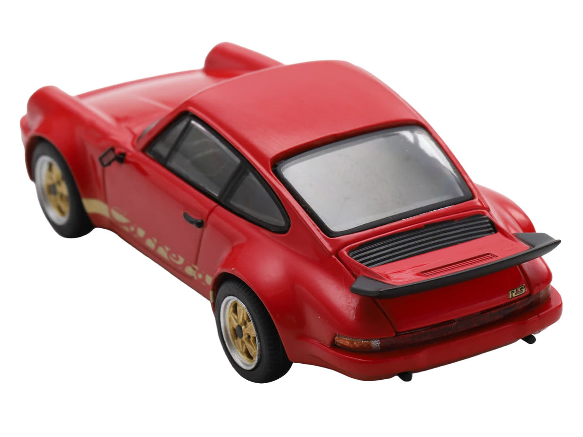 1974 Porsche 911 Carrera RS 3.0 Red with Gold Stripes 1/64 Model Car