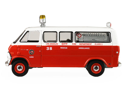 1969 Ford Econoline Ambulance "Los Angeles Fire Department" Red and White "Fire & Rescue" Series #5 1/64 Diecast Model Car