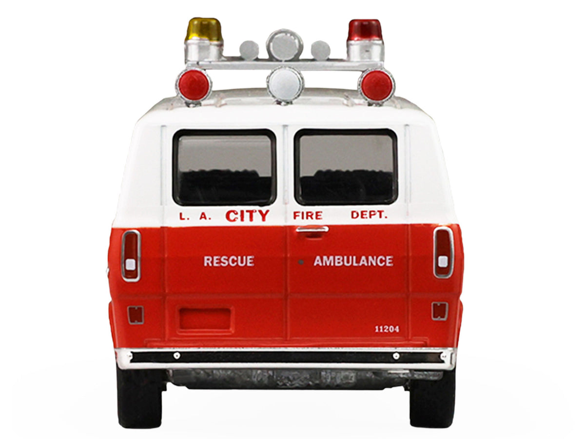 1969 Ford Econoline Ambulance "Los Angeles Fire Department" Red and White "Fire & Rescue" Series #5 1/64 Diecast Model Car