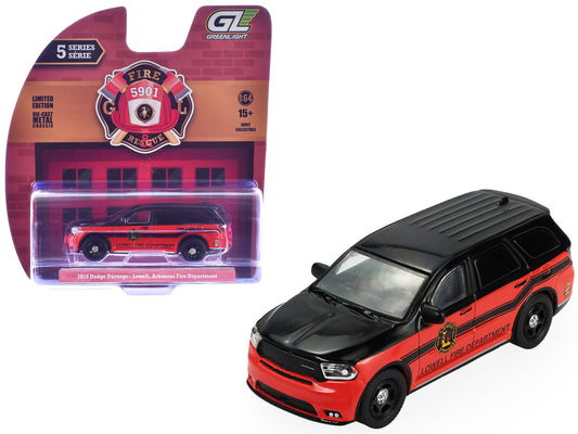 2019 Dodge Durango "Lowell Arkansas Fire Department" Red and Black with Black Stripes "Fire & Rescue" Series #5 1/64 Diecast Model Car