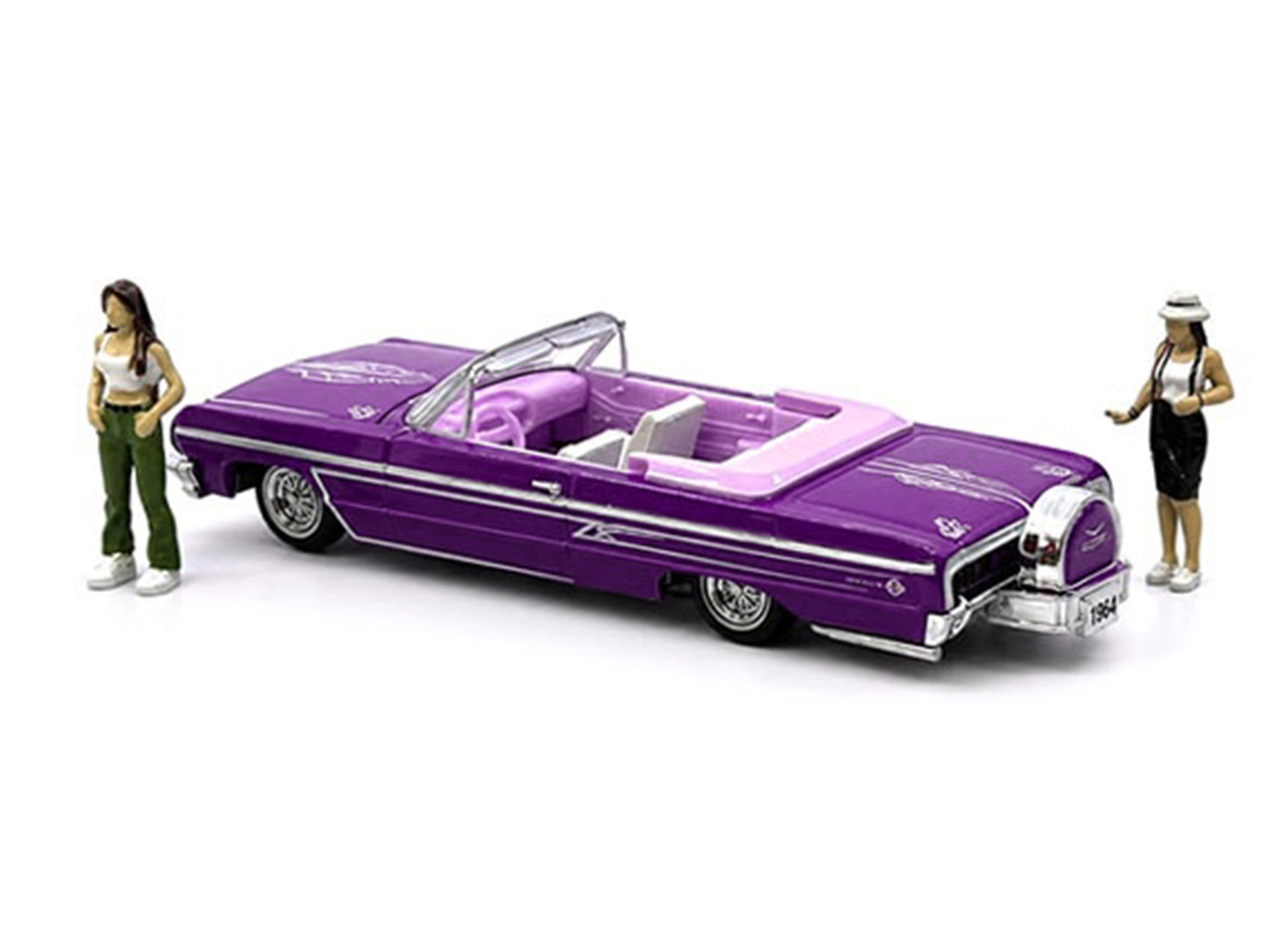 1964 Chevrolet Impala SS 409 Convertible Purple Metallic with Purple and White Interior with 2 Figures Limited Edition to 4950 pieces Worldwide 1/64 Diecast Models