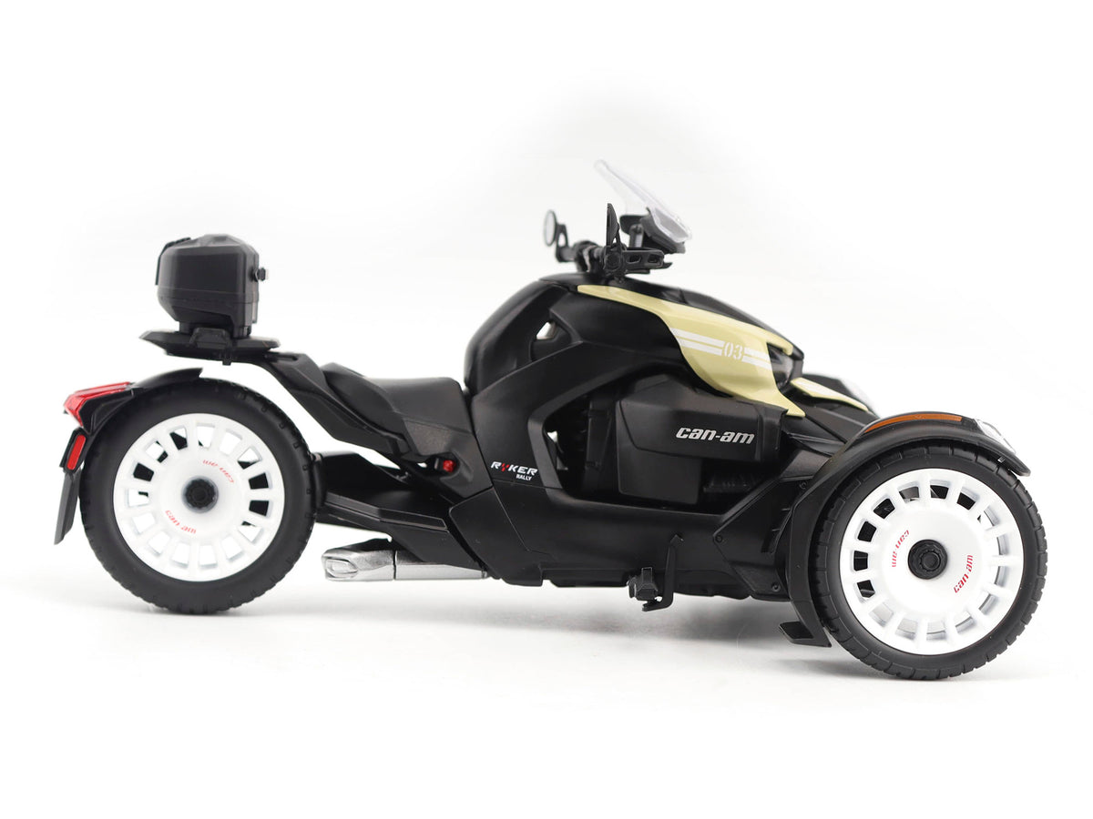 Can-Am Ryker Rally 3-Wheel Motorcycle Sand Storm and Black 1/12 Diecast Model