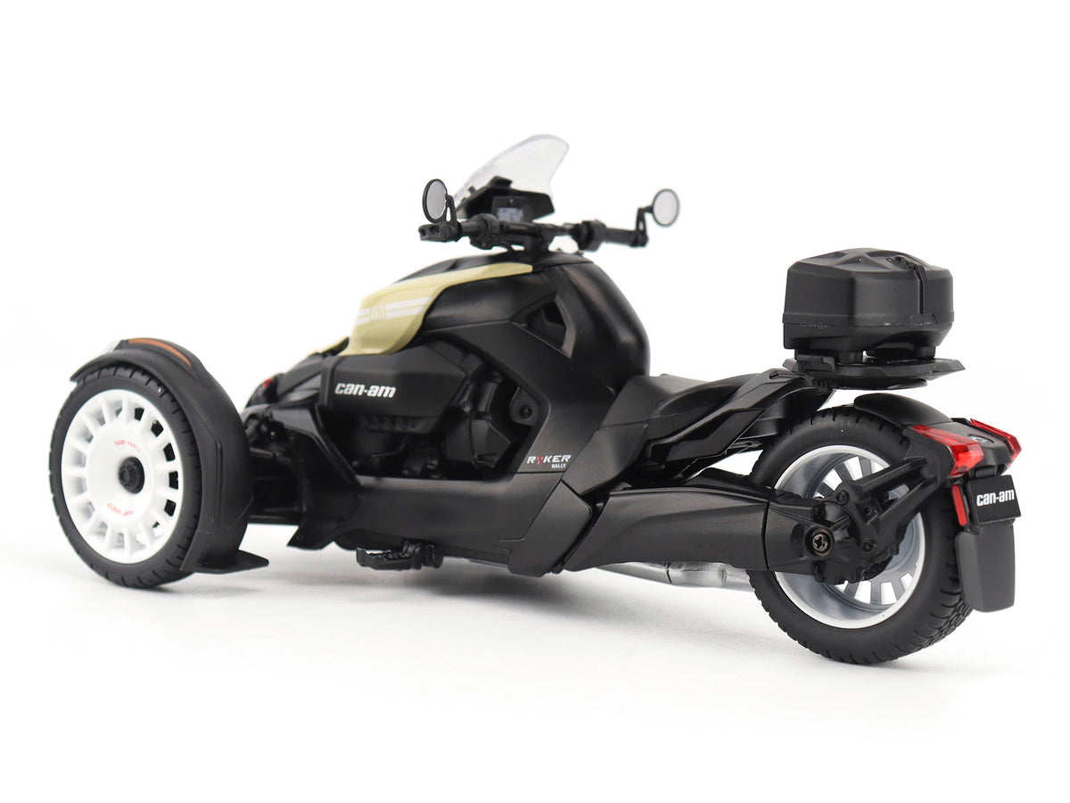 Can-Am Ryker Rally 3-Wheel Motorcycle Sand Storm and Black 1/12 Diecast Model