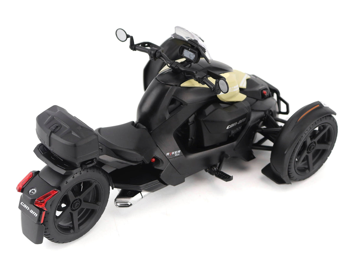 Can-Am Ryker Rally 3-Wheel Motorcycle Sand Storm and Black 1/12 Diecast Model