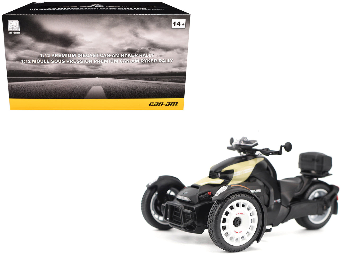 Can-Am Ryker Rally 3-Wheel Motorcycle Sand Storm and Black 1/12 Diecast Model