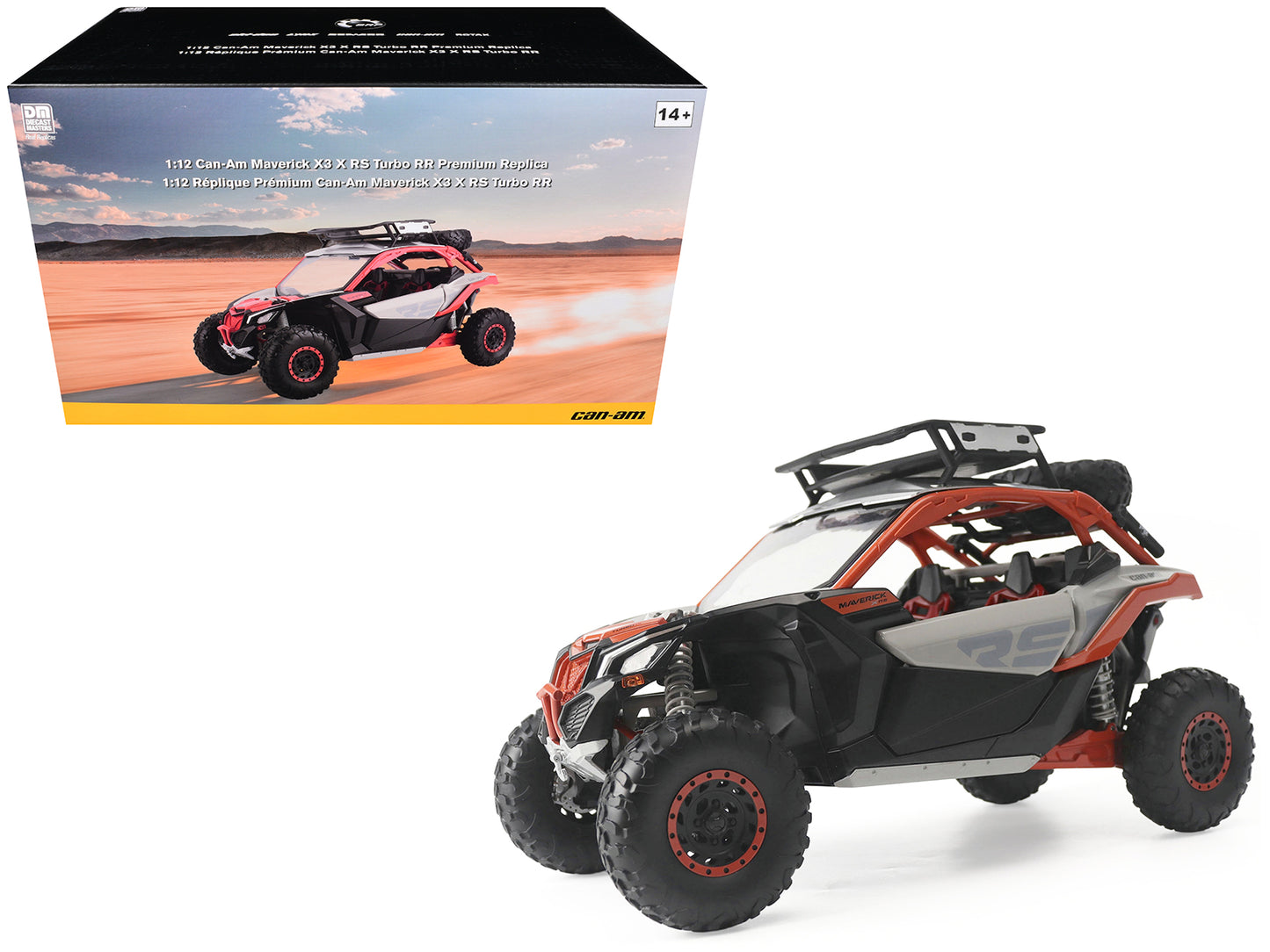 Can-Am Maverick X3 X RS Turbo RR with Roof Rack Chalk Gray and Orange 1/12 Diecast Model