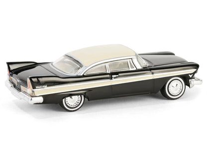 1957 Plymouth Belvedere Jet Black with Sand Dune White Top and Stripes "Showroom Floor" Series 6 1/64 Diecast Model Car