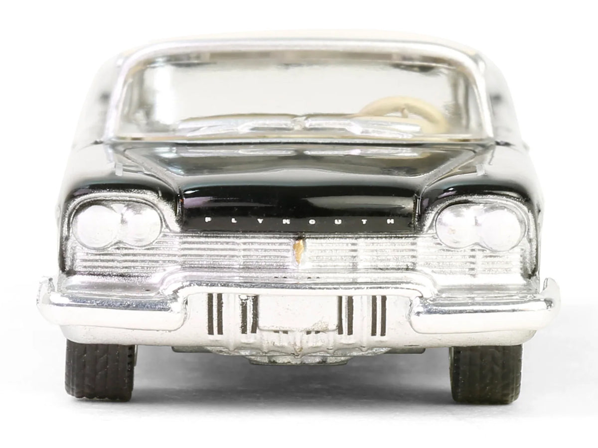 1957 Plymouth Belvedere Jet Black with Sand Dune White Top and Stripes "Showroom Floor" Series 6 1/64 Diecast Model Car