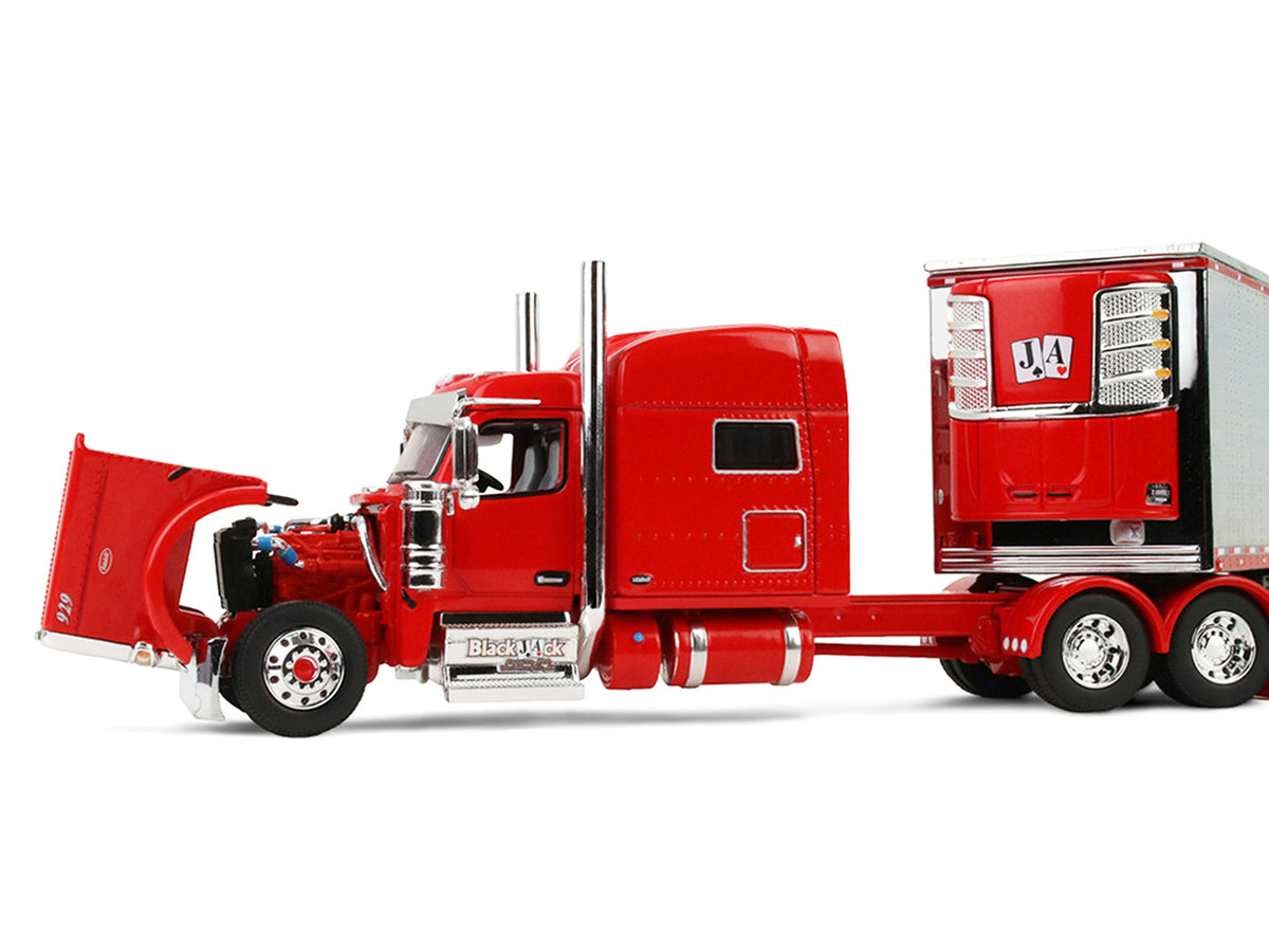Peterbilt 589 with 78" Mid-Roof Sleeper and 53' Utility Trailer with Reefer "Blackjack Express LLC" Red "Big Rigs" Series II #6 1/64 Diecast Model