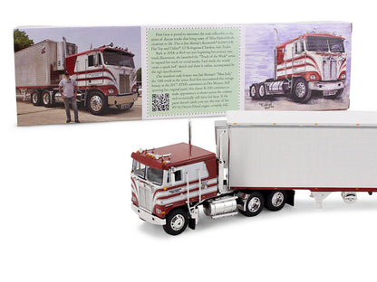 Kenworth K100 COE Flat Top and 53' Utility Trailer with Reefer "Red's Favorites - Jim Skrinar" Red with White Stripes 1/64 Diecast Model