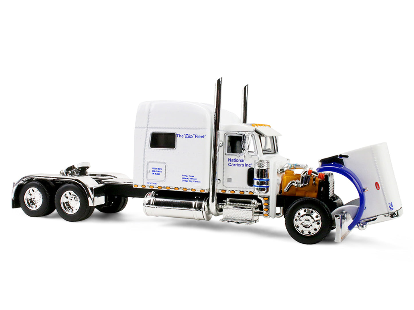Peterbilt 379 with 70" Mid-Roof Sleeper and Wilson Silverstar Livestock Trailer "National Carriers" White "Legacy Series #5" 1/64 Diecast Model