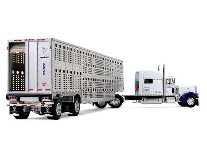 Peterbilt 379 with 70" Mid-Roof Sleeper and Wilson Silverstar Livestock Trailer "National Carriers" White "Legacy Series #5" 1/64 Diecast Model