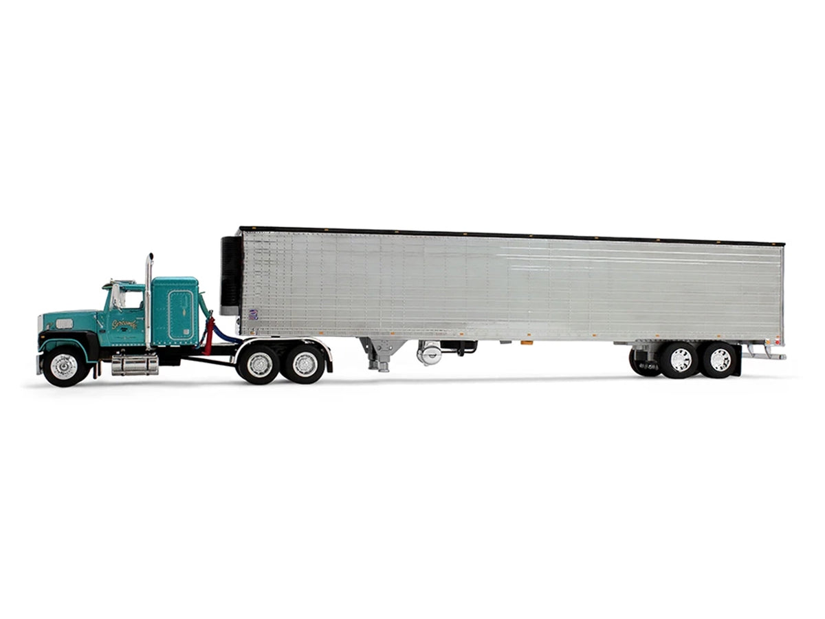 Ford LTL 9000 with 48" Flat Top Sleeper and 53' Utility Trailer with Reefer "Red’s Favorites - Tom Sercombe" Turquoise Metallic 1/64 Diecast Model