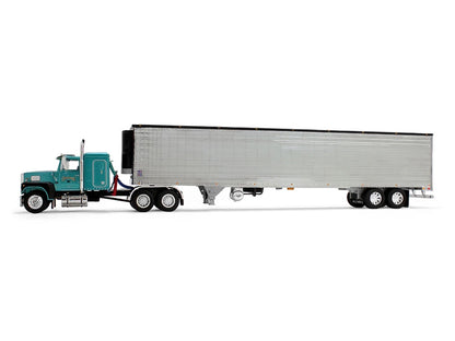 Ford LTL 9000 with 48" Flat Top Sleeper and 53' Utility Trailer with Reefer "Red’s Favorites - Tom Sercombe" Turquoise Metallic 1/64 Diecast Model