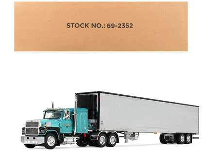 Ford LTL 9000 with 48" Flat Top Sleeper and 53' Utility Trailer with Reefer "Red’s Favorites - Tom Sercombe" Turquoise Metallic 1/64 Diecast Model