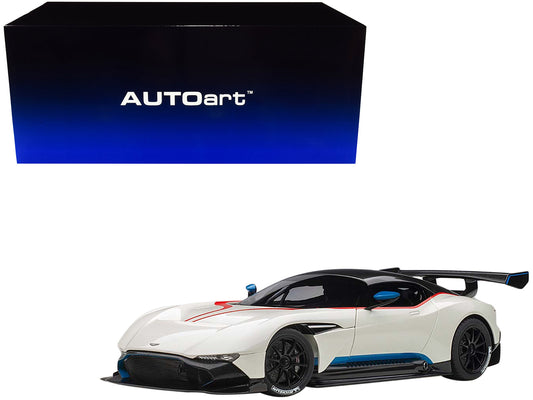 Aston Martin Vulcan Stratus White with Red and Blue Stripes 1/18 Model Car