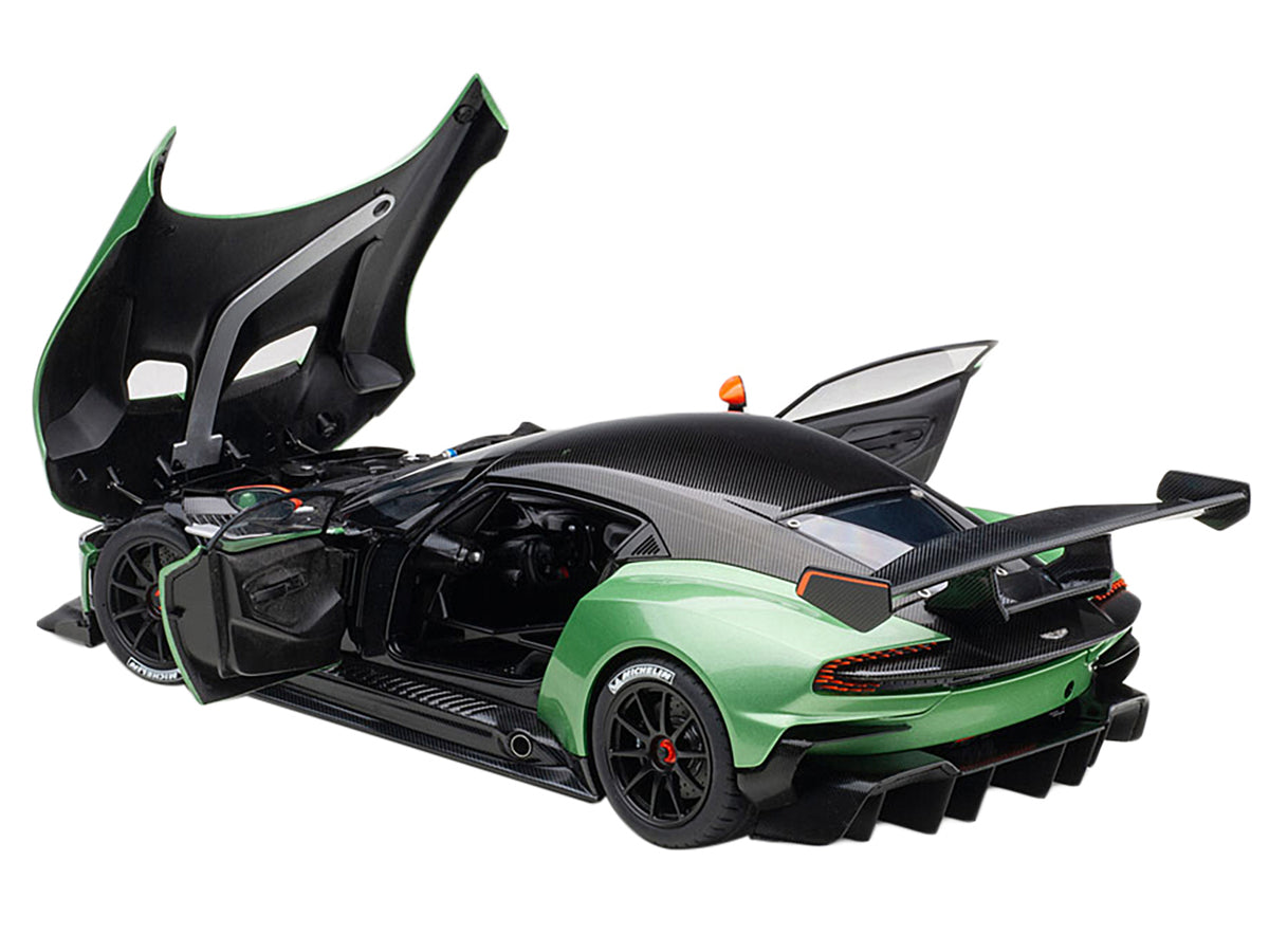 Aston Martin Vulcan Apple Tree Green Metallic with Orange Accents and Carbon Top 1/18 Model Car