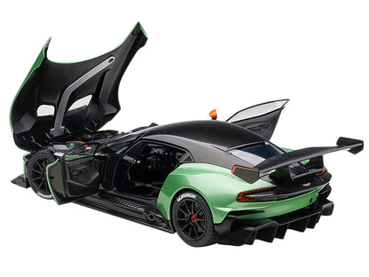 Aston Martin Vulcan Apple Tree Green Metallic with Orange Accents and Carbon Top 1/18 Model Car