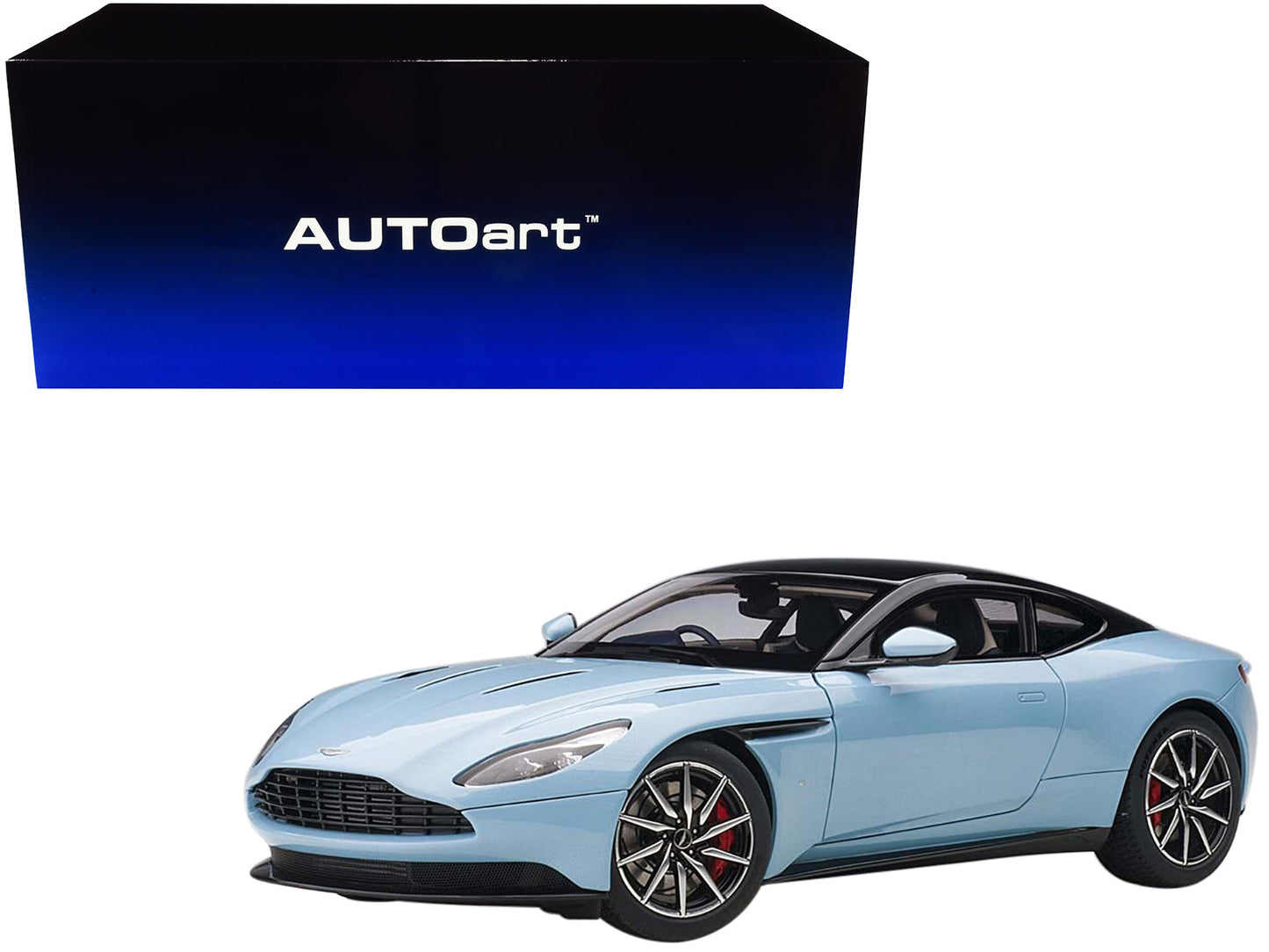 Aston Martin DB11 Q Frosted Glas Blue with Black Top 1/18 Model Car
