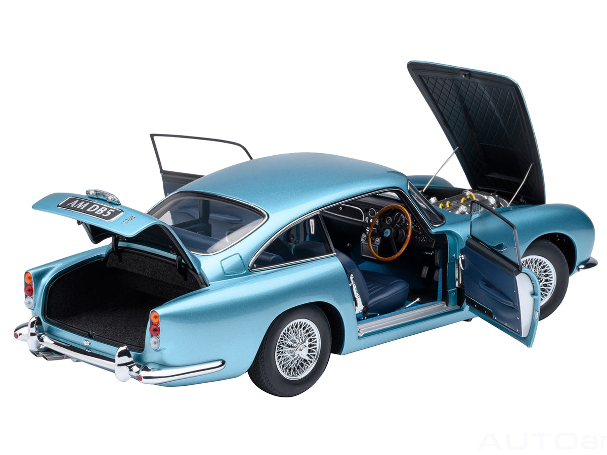 Aston Martin DB5 RHD (Right Hand Drive) Caribbean Pearl Blue Metallic 1/18 Model Car